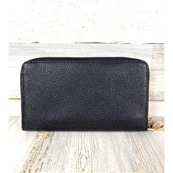 Jet Set Large Leather Smartphone Wristlet Wallet in BLACK  Michael Kors Women Large Black Pebbled Leather Smartphone Wristlet Wallet Zip
